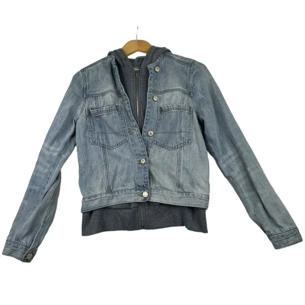 Abercrombie & Fitch Lined Denim Jacket size Medium Blue/Gray AS‎ IS
